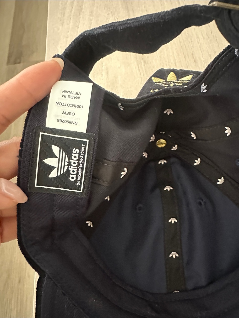adidas Black Velvet Cap with Gold Trefoil - Picture 4 of 7